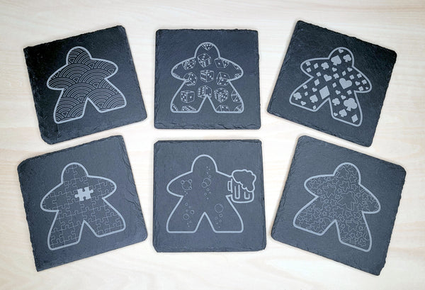 Sous-verres Meeple en ardoise