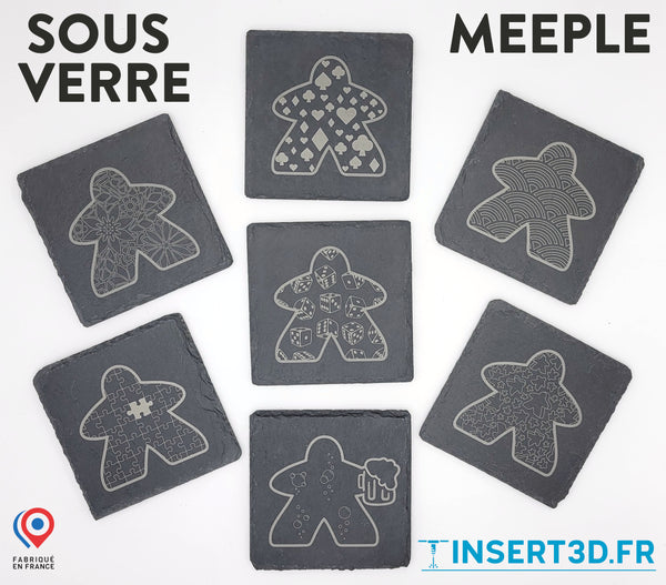 Sous-verres Meeple en ardoise